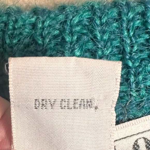 Vintage 80s Michelle Stuart Mohair Wool Fair Isle Sweater‎ Teal Woman Sz M - Picture 15 of 16